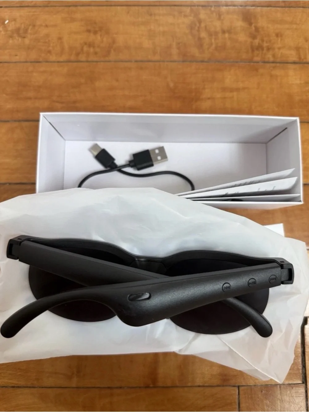 XG88 Pro Wireless Headset Glasses Bluetooth USB Black new Open Box